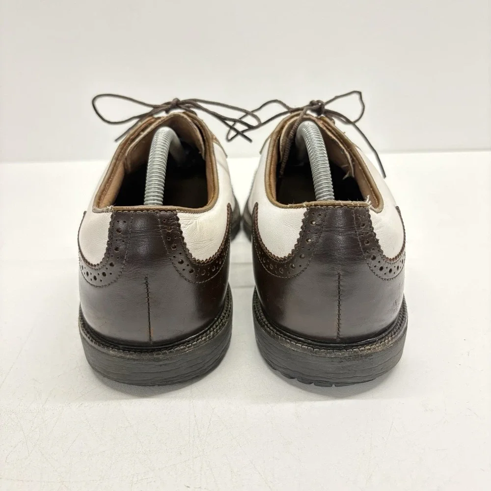 Footjoy Icon FJ Mens White Brown Black Lizard Print Golf Shoes Size 10.5